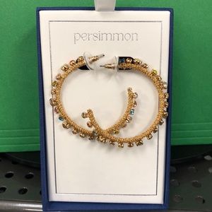 Persimmon multicolored rhinestone hoop earrings